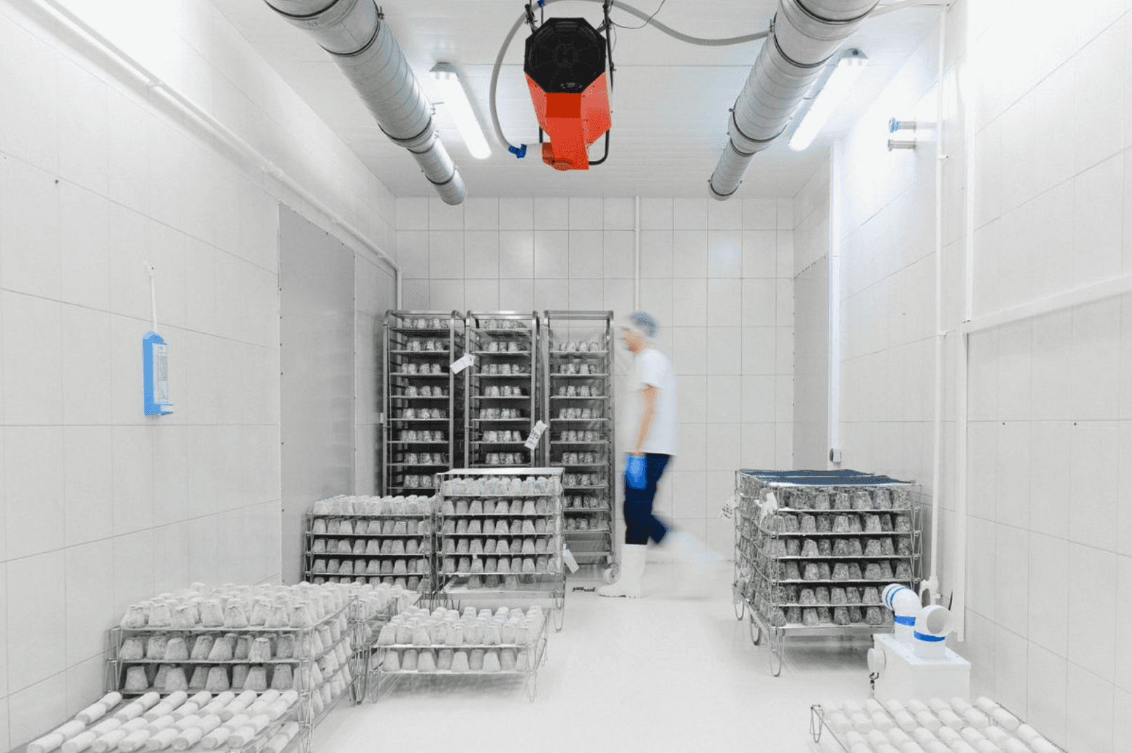 Câmara fria de estoque refrigerado com sensor de temperatura instalado