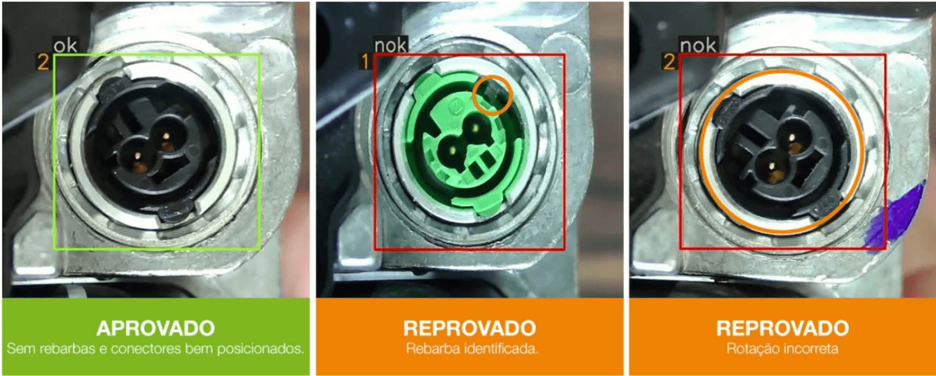 Inspeção de conexões e montagem por câmera