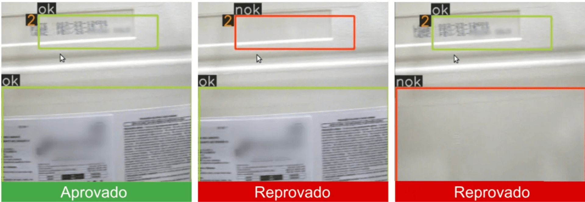 Inspeção de rótulo e código por câmera